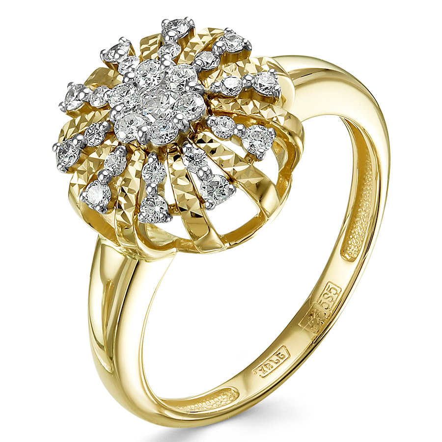 Кольцо, золото, бриллиант, желтый, 01-3679